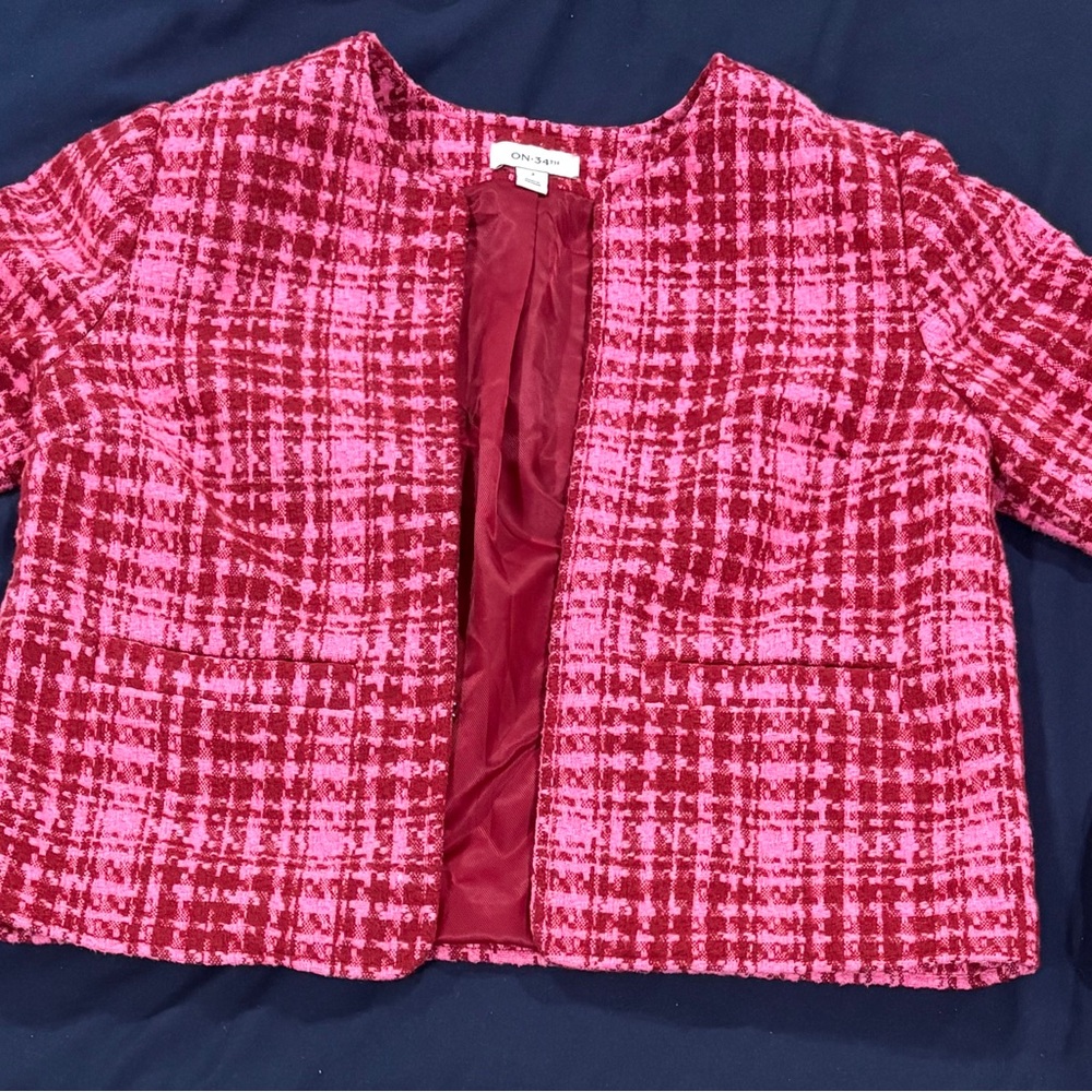 ON 34th Vibrant Pink and Red Tweed Jacket